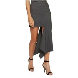 Delphine Convergence Asymmetric Draped Split Hem Mini Skirt Gray Midi Size 2 NWT